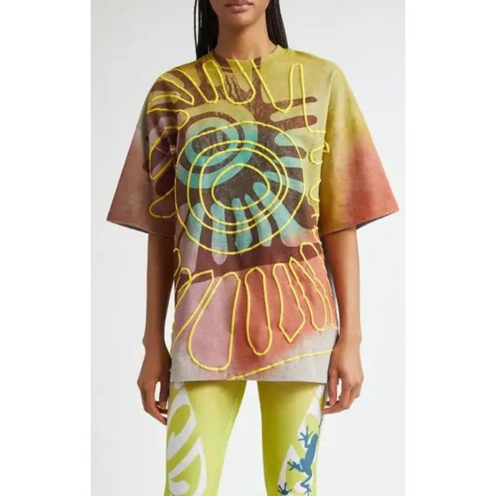 NWT Paolina Russo Sunset Oversize T-Shirt Rainbow Tee Shirt Venice Beach Size L